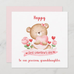 1st Valentine's day girl pink Valentine's day Card