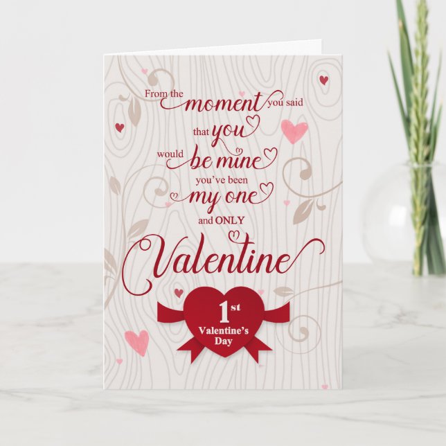 1st Valentine's Day Romantic and Tender Red Heart Holiday Card (Front)