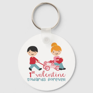 1st Valentines Day Together Key Ring