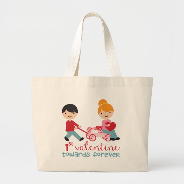 1st Valentines Day Together Large Tote Bag (Front)