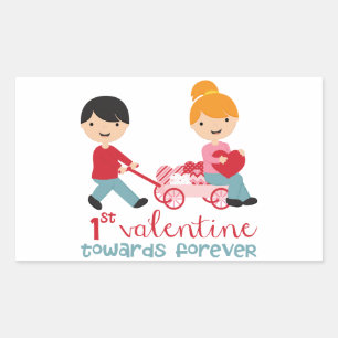 1st Valentines Day Together Rectangular Sticker