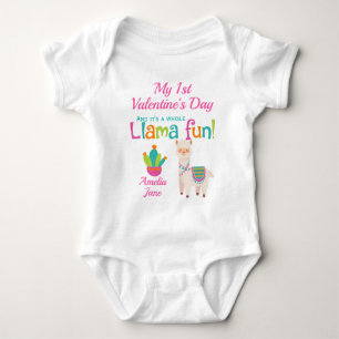 1st Valentine's Day Whole Llama Fun Baby Bodysuit