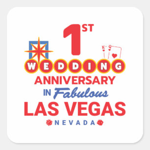 1st Wedding Anniversary Couples Las Vegas Trip Square Sticker