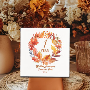 1st Wedding Anniversary Fall Floral Garland Napkin