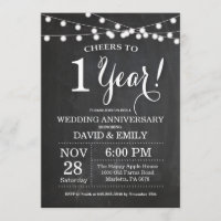 1st Wedding Anniversary Invitation Chalkboard