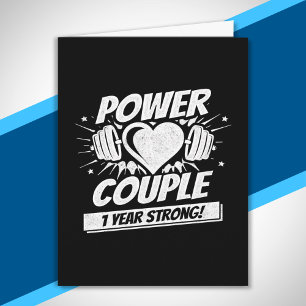 1st Wedding Anniversary Married Fitness Couple Card