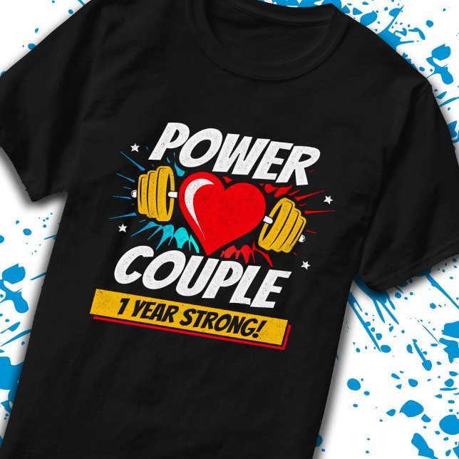 1st Wedding Anniversary Married Fitness Couple T-Shirt (Creator Uploaded)