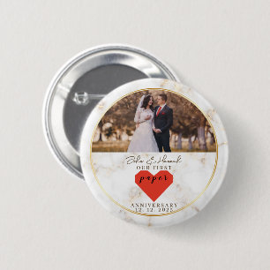1st Wedding Anniversary Personalised Paper Wedding 6 Cm Round Badge
