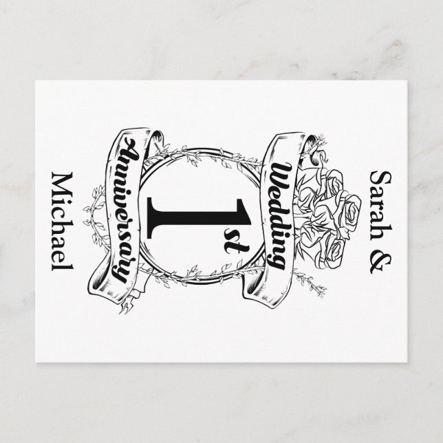 1st Wedding Anniversary Postcard (Front)