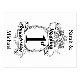 1st Wedding Anniversary Postcard