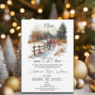 1st Wedding Anniversary Winter Landscape Romantic Invitation
