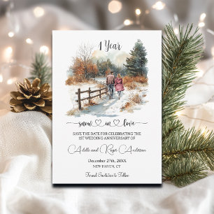 1st Wedding Anniversary Winter Landscape Romantic Save The Date