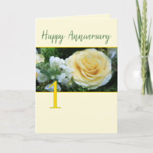 1st Wedding Anniversary Yellow Rose Card