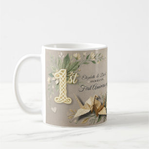 1st Wedding Paper Anniversary Floral Rustic Photo Coffee Mug