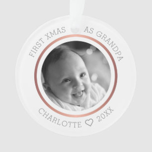 1st Xmas As Grandpa Modern Photo Ornament