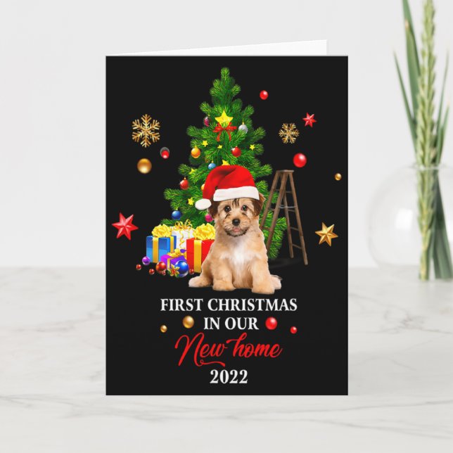 1st Xmas In Our New Home Xmas Norfolk Terrier T Sh Card (Front)