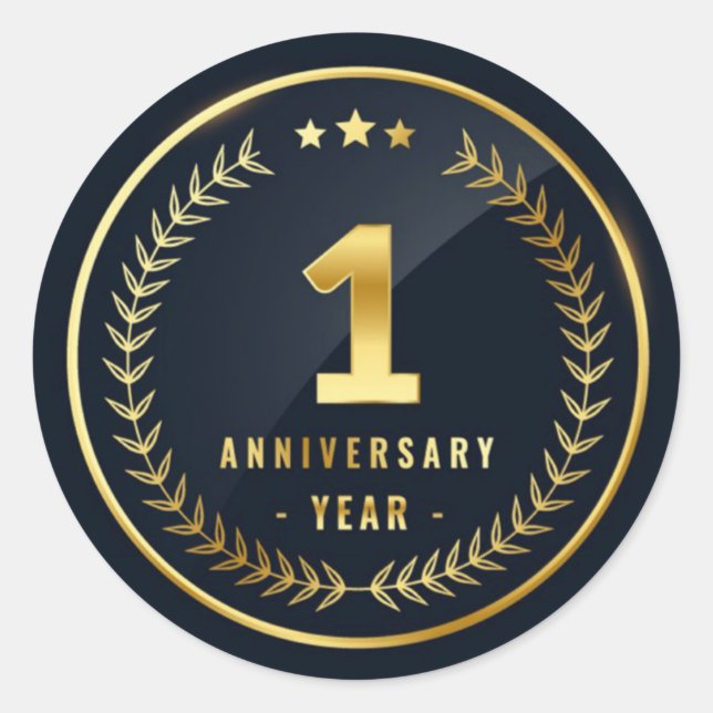 1st Year anniversary  Classic Round Sticker (Front)