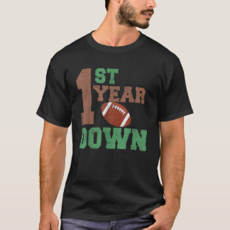 1st Year Down Football Lover First Birthday Boy Pa T-Shirt