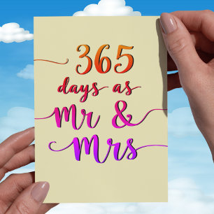 1st year married wedding anniversary 365 days card