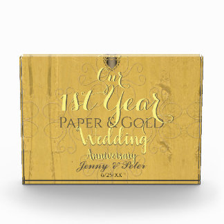 1st Year Paper & Gold Wedding Anniversary Photo Block
