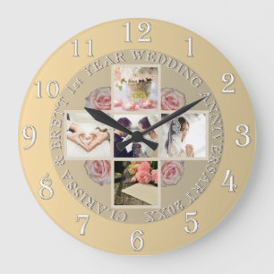 1st year Wedding Anniversary5/photos RoseGold Col Large Clock