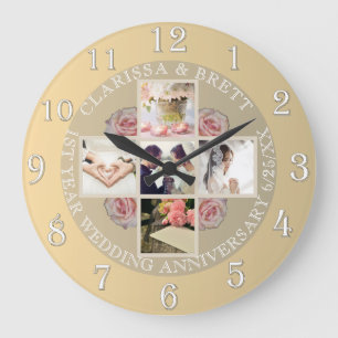 1st year Wedding Anniversary5/photos RoseGold Col Large Clock