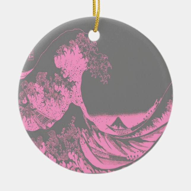 1thegreatwaveredblackbig-005 ceramic tree decoration (Front)