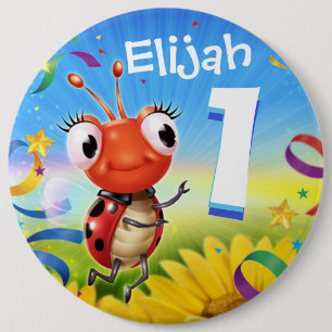 1yr Custom birthday badge Little Ladybug range