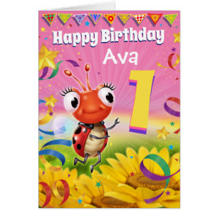 1yr Custom birthday card Little Ladybug range