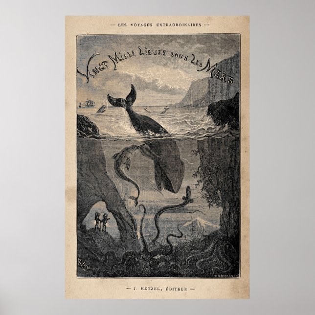 20000 Leagues Under the Sea Frontispiece 1871 Poster (Front)