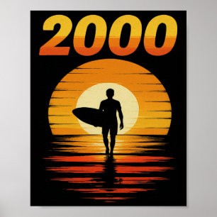 2000 Retro Surfing Vintage Sunset 90s Aesthetic  Poster