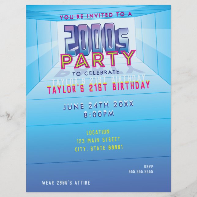 2000s Party Theme Invite Flyer (Front)