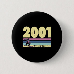 2001 Birth Year Limited Edition Snowboarding Theme 6 Cm Round Badge