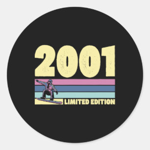 2001 Birth Year Limited Edition Snowboarding Theme Classic Round Sticker