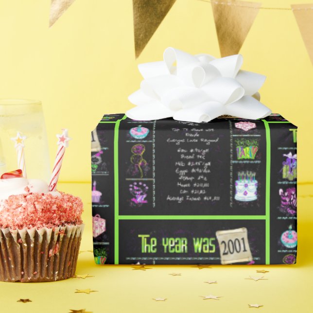 2001 Birthday Year Trivia Wrapping Paper (Birthday Party)