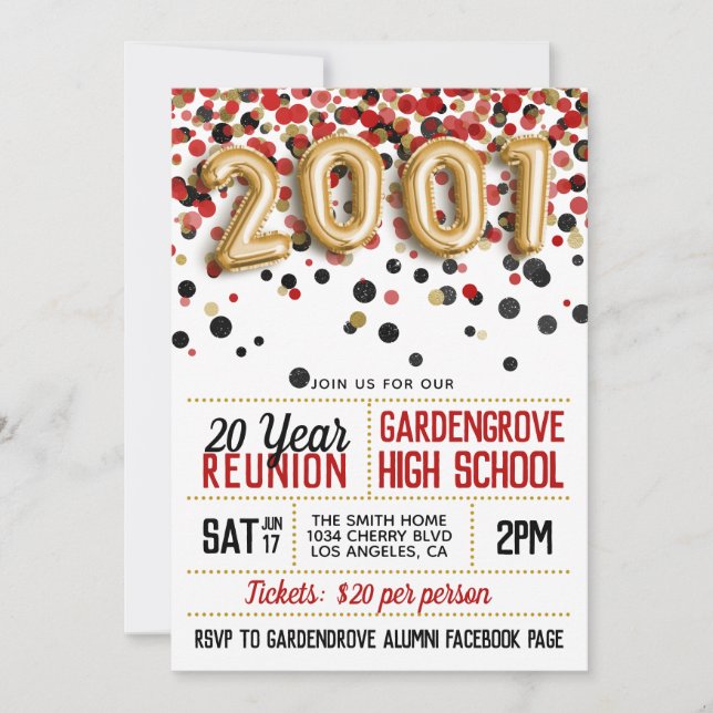 2001 High School College Reunion Invitation (Front)
