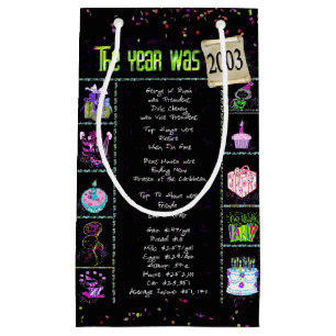 2003 Birth Year Trivia on Black Small Gift Bag