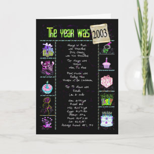 2003 Birthday Year Fun Trivia Card