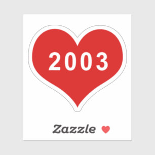 2003 Red Love Heart Vinyl Sticker