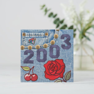 2003 Vintage Denim Patch Reunion 21st Birthday Invitation