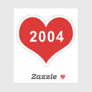 2004 Red Love Heart Vinyl Sticker