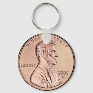 2005 Lincoln Memorial 1 cent copper coin money Key Ring