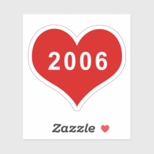 2006 Red Love Heart Vinyl Sticker