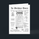 2006 The Year You Were Born Birthday Card<br><div class="desc">Take a nostalgic journey with our 2006 birthday card! This card is all about celebrating your special day while reminiscing about the 2000s. It's filled with captivating facts and beloved moments from that era that are bound to bring a smile to your face. From the rise of social media platforms,...</div>