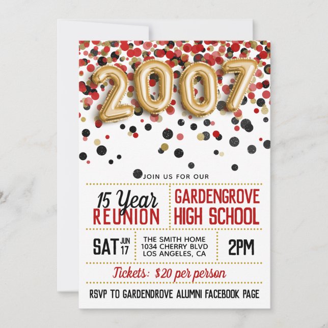 2007 High School College Reunion Invitation (Front)