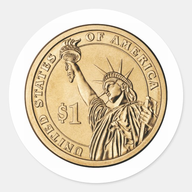 2007 Presidential One Dollar Coin from U.S. Mint Classic Round Sticker (Front)