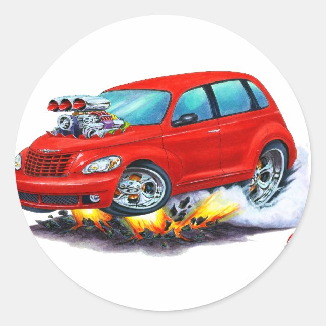 2008-10 PT Cruiser Red Car Classic Round Sticker (Front)
