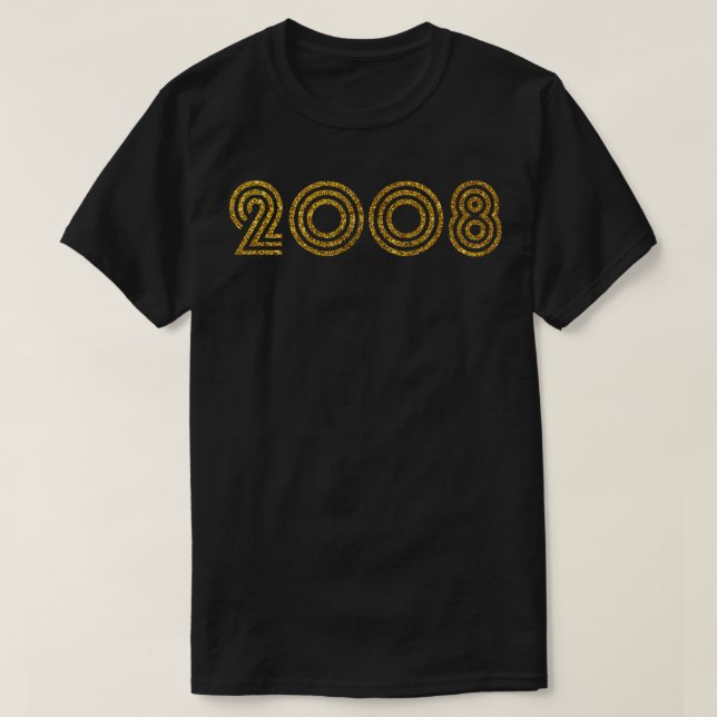 2008 Birth Year Glitter Effect T-Shirt (Design Front)