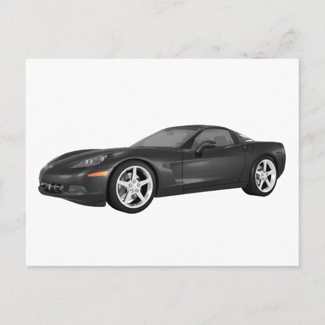 2008 Corvette: Sports Car: Black Finish Postcard (Front)