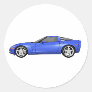 2008 Corvette: Sports Car: Blue Finish: Classic Round Sticker
